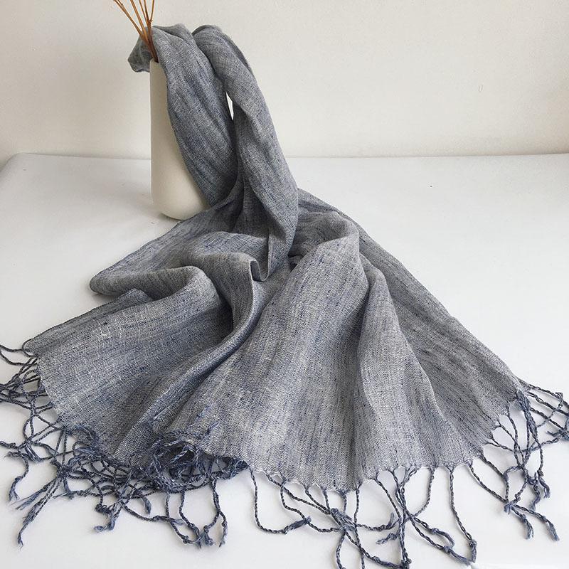 Direct Supply Japanese Pure Linen Hemp Gray Effect Men'S Scarf Literature And Art Shawl Air Conditioner Shawl Women
