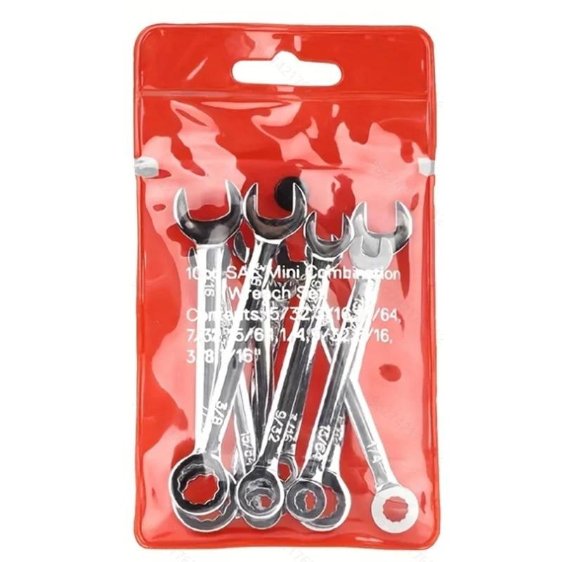 Pro 10Pcs Mini Combination Wrench Set Metric/Imperial Optional - 45# Steel Construction Dual Head Open End Design for Repair