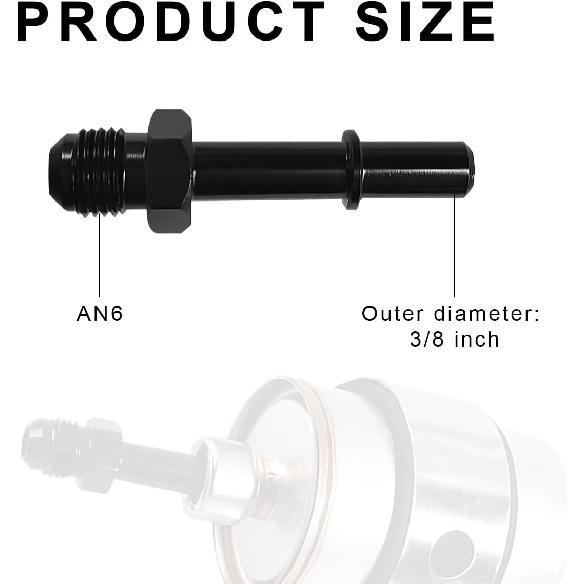 Fuel Line Fitting, 6AN Male to 3/8" SAE Quick Disconnect Male Push On EFI Fuel Hose Line Fitting Adapter, Straight Aluminum Sealed EFI Push Lock