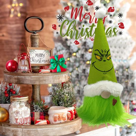 

Рождественская кукла-гном безликий дизайн, ручная работа, зеленые плюшевые куклы Tomte Nisse с волосами для праздничного домашнего декора