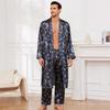 Men's Autumn Lightweight Long Sleeve Pajama and Bathrobe Set