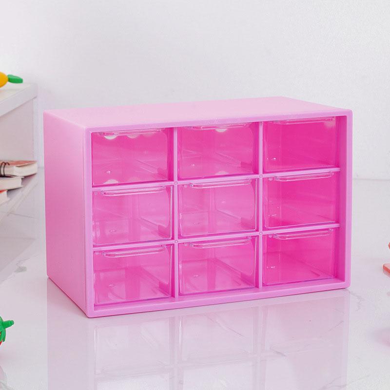 Stolní úložný box na mini zásuvky, stohovatelný úložný box s devíti čtvercovými přihrádkami, úložný box na sponky do vlasů/samolepky/šperky