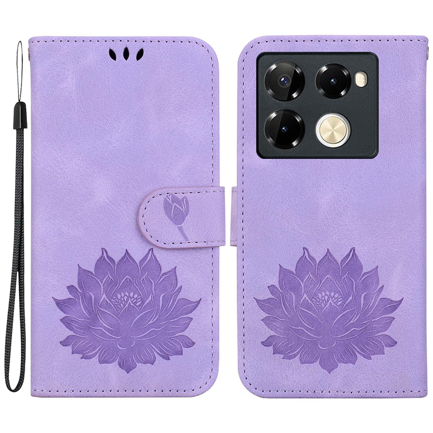 

For Infinix Note 40 Pro 5G/Note 40 Pro+ Wallet Case Lotus Imprint Leather Stand Phone Cover Purple