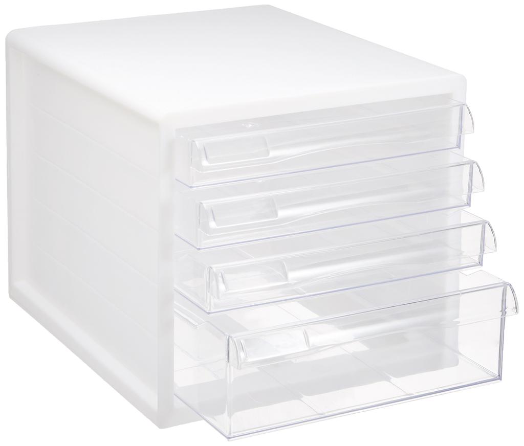 Nakabayashi A4 Letter Case, 4 Tiers (3 Shallow + 1 Deep), White, A4E-04W