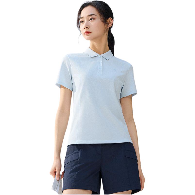 Anta Sports Lifestyle Series Comprehensive Training Series Solid Color Comfortable Breathable Versatile Short Sleeve Polo Shirt Women Tops 962527123-3