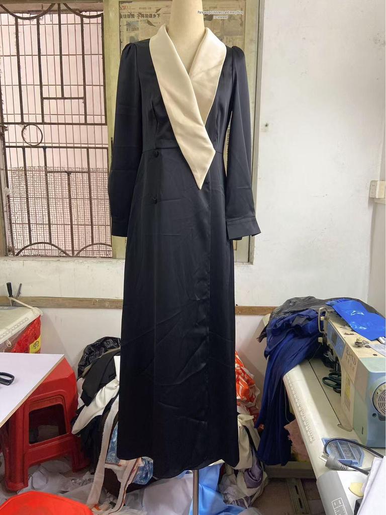 Elegant French Autumn/Winter 2024 Plus Size Slimming Long Dress for Women