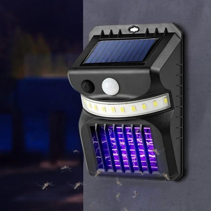 Solar Wall Lamp with Mosquito Killing Outdoor Ultraviolet Electric Shock Mosquito Garden Killing Lamp 2 IN 1 LED Trap Zapper