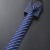 Elegant 8CM Lazy Ties Blue Black Red Striped Men Shirt Business Dress Zipper Tie Neckties Accessories Wedding Groom
