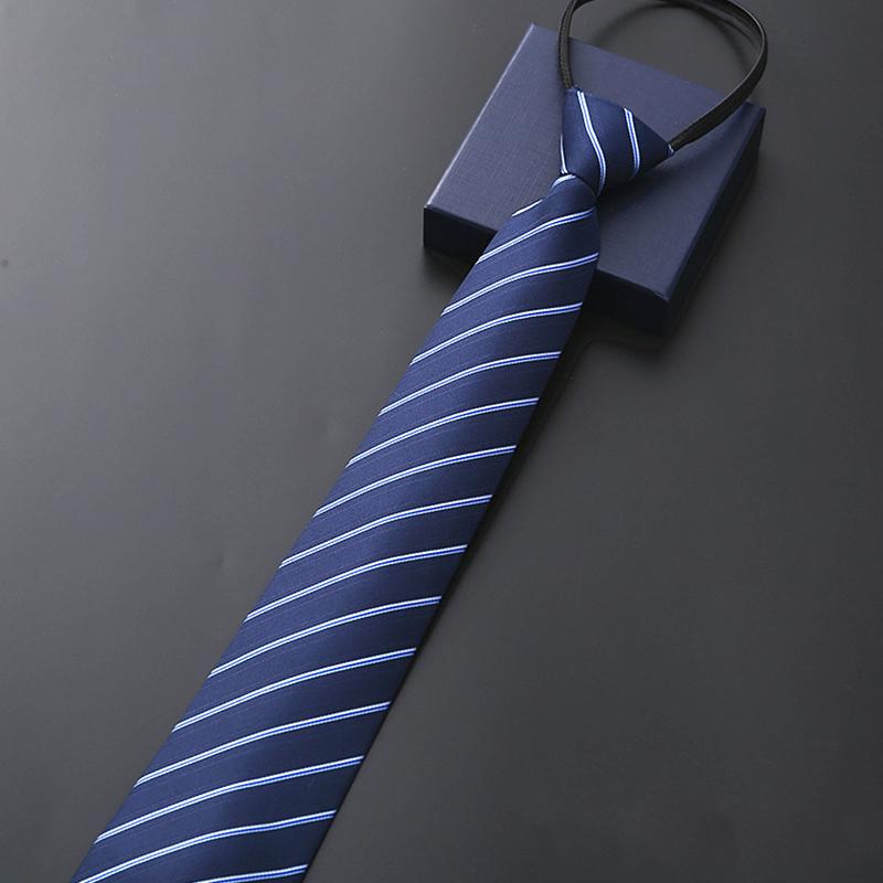 Elegant 8CM Lazy Ties Blue Black Red Striped Men Shirt Business Dress Zipper Tie Neckties Accessories Wedding Groom