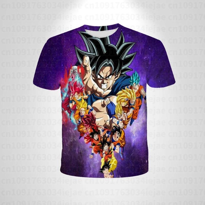2026 Summer Dragon Ball T-shirt Children's T-shirt Anime Character Sun Wukong Super Saiya T-shirt Children's Short Sleeve