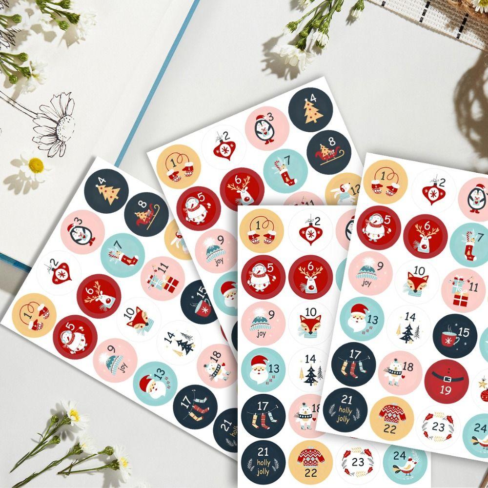 24pcs Per Sheet Numbered Stickers Christmas Packaging Labels  Cookie Candy Packaging