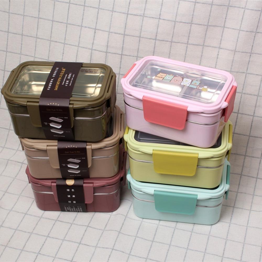 2L Food Thermal Bento Box Double Layer Insulated Food Container Cartoon Lunch Box  Outdoor Picnic