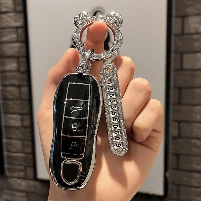 TPU-Autoschlüsselhülle für Porsche Cayenne 958 911 Lepin 996 Macan Boxster Panamera 997 944 924 Panamera 718 971 9YA