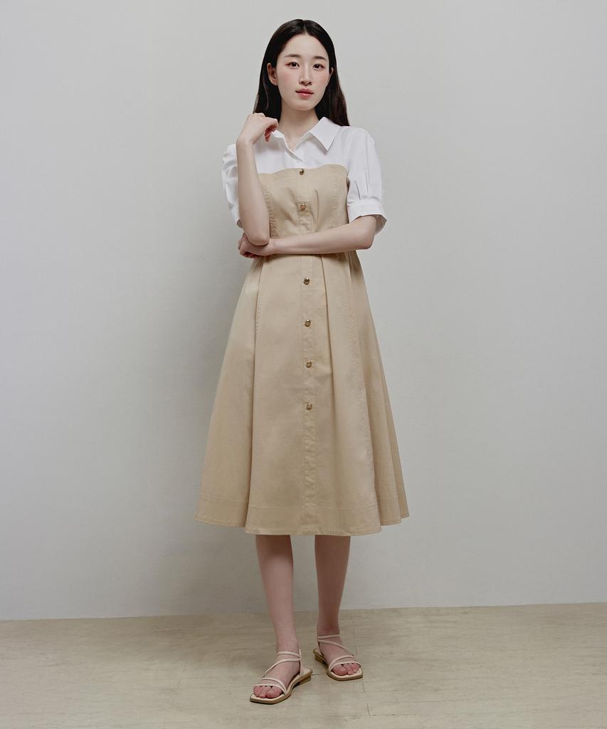 Mind Bridge Woman [W] Shirt Layered Belted Dress