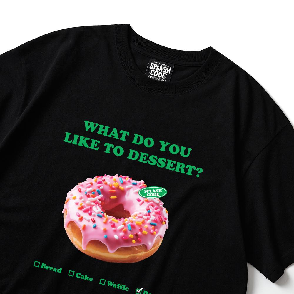 Seupeullaesikodeu Short Sleeve T-Shirt Black - Dessert Donut