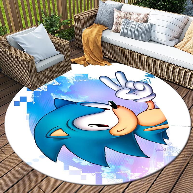 Sonic Printed Chair Rug for Home Office Use, Living Room Kitchen Game Room Round Carpet