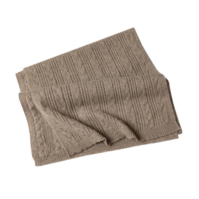 Women's 100% Pure Cashmere Knit Scarf - Warm & Hollow Design for Autumn/Winter