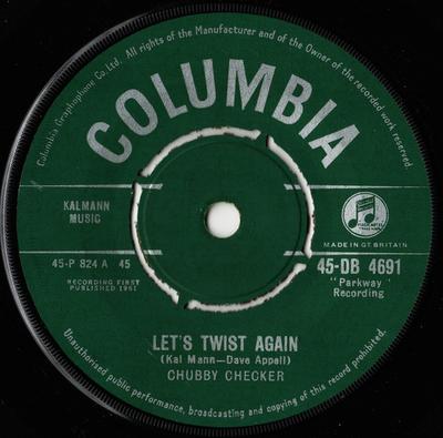 7inch Record CHUBBY CHECKER - Let's Twist Again 45DB4691 Columbia 1961 UK Rock Used