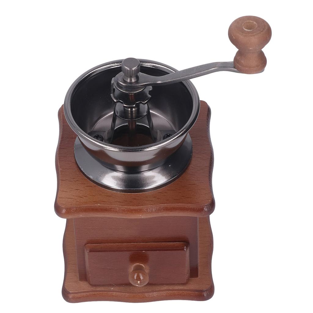 Hand Coffee Mill Grinder Retro Beech Classic Style Wood Base Rust Proof Stainless Steel Core Manual Coffee Mill