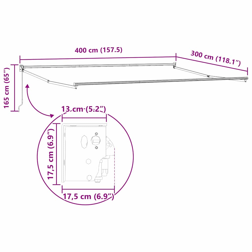 Retractable Awning Green and White 400 X 300 Cm