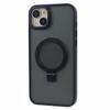 For iPhone 15 Plus Skin-touch Phone Case Kickstand Design TPU+PC+Magnet+Metal Shell Compatible with MagSafe