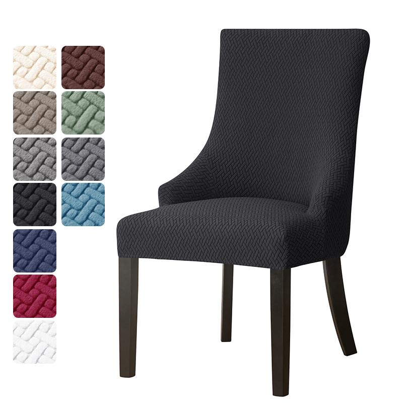 Jacquard Dining Chair Covers Elastic High Back Sloping Chair Cover Strech Accent Wedding Chairs Seat Slipcover for Home Party