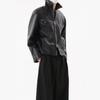 Niche design spring and autumn new ruffian handsome locomotive leather jacket cleanfit retro premium pleated jacket jacket