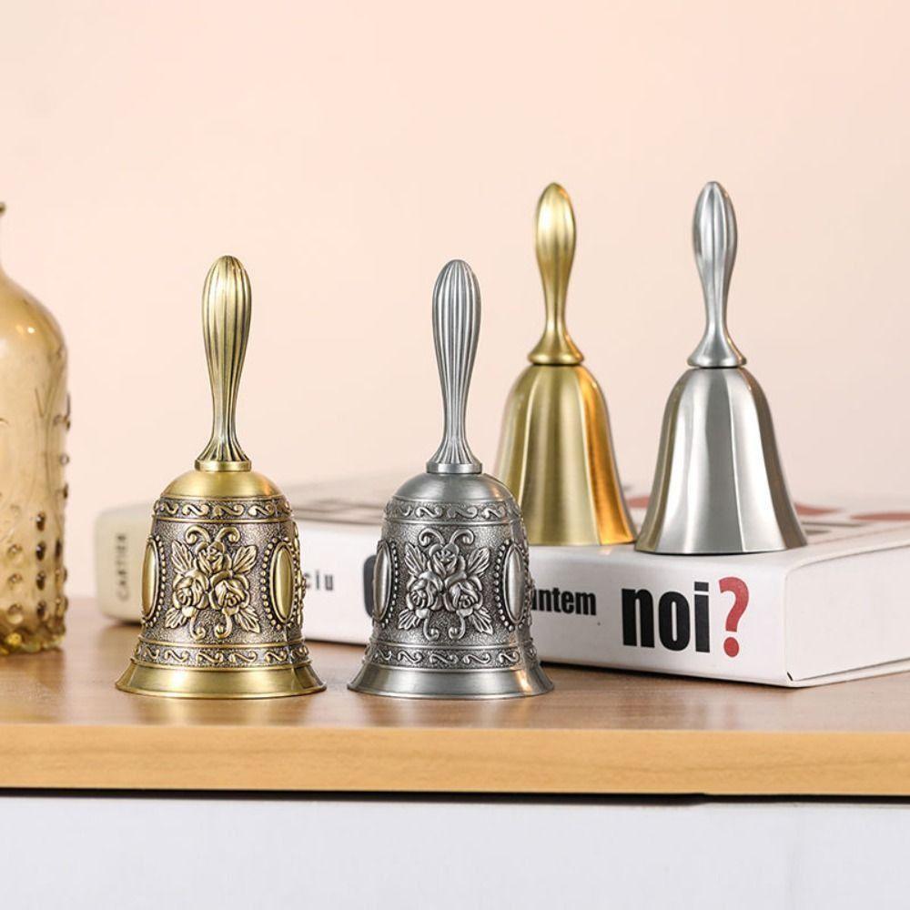 Clear Sound Metal Hand Call Bell Retro Restaurant Tea Bell Rose Church Bell  Classroom