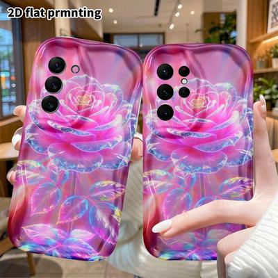 Phone Case: 2D Flat, Suitable for Samsung Galaxy A34 A35 M05 M06 S20 S22 S21 FE Plus 5G Protective Case, Crystal Iridescent Rose, Perfect Christmas an