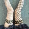 1 Pair Elastic Fishnets Thigh High Stockings Leopards Edges Design Comfortable Nylon Over Knee Fishnets for Women
