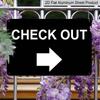 2D Flat New Warning Aluminium Plaque Wall Decor Check Out with Right Metal Yard Sign Office Sign Outdoor & Indoor Safety Sign 8 X 12 Inch