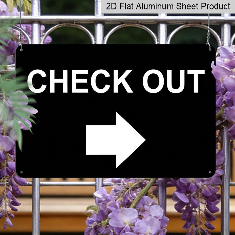 2D Flat New Warning Aluminium Plaque Wall Decor Check Out with Right Metal Yard Sign Office Sign Outdoor & Indoor Safety Sign 8 X 12 Inch