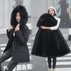 Women's Casual Mid-Length Korean Style Cotton Jacket with Fur Collar