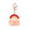 Korean Style Rainbow Fluffy Ball Keychain - Handmade Woven Bag Pendant