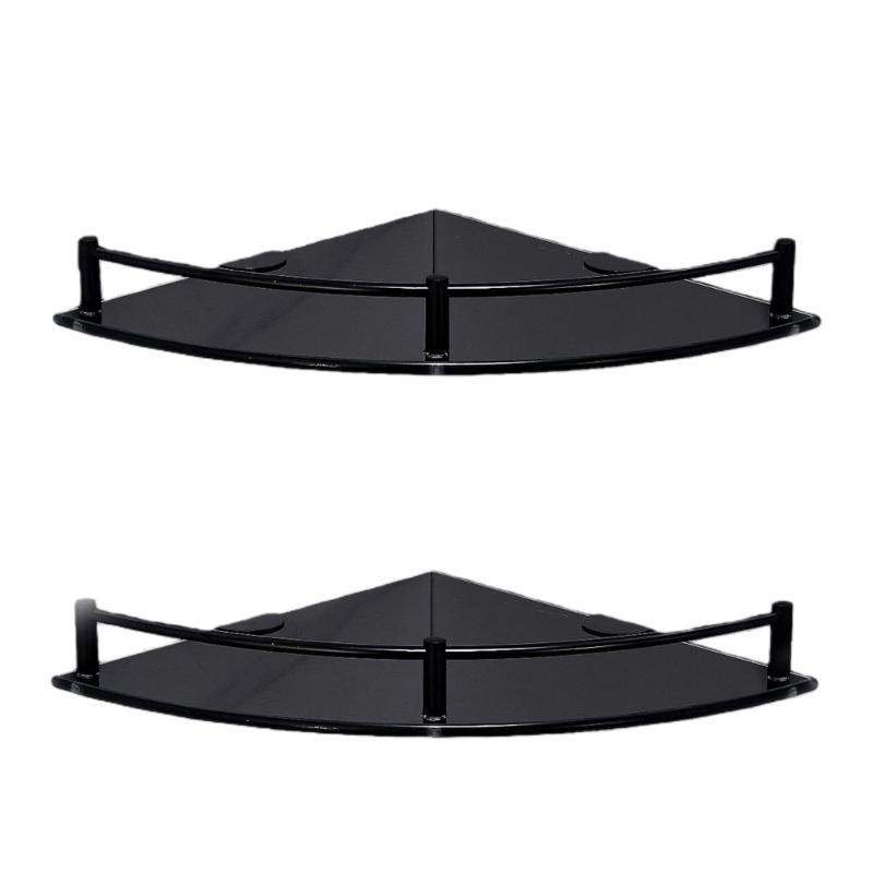 

Pack Of 2 Corner Floating Shelf Space Saving Designs with Plastic Glass & Metal Parts Simple Installation for Bathroom 1
