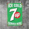 Rustykalny LODOWATO ZIMNY 7 UP Vintage Znak 1 szt. Płaski 2D 8x12 Żelazny Pub Bar Wystrój Kuchnia Reklama Napojów Gazowanych Sztuka Nostalgiczna Metalowa Tablica