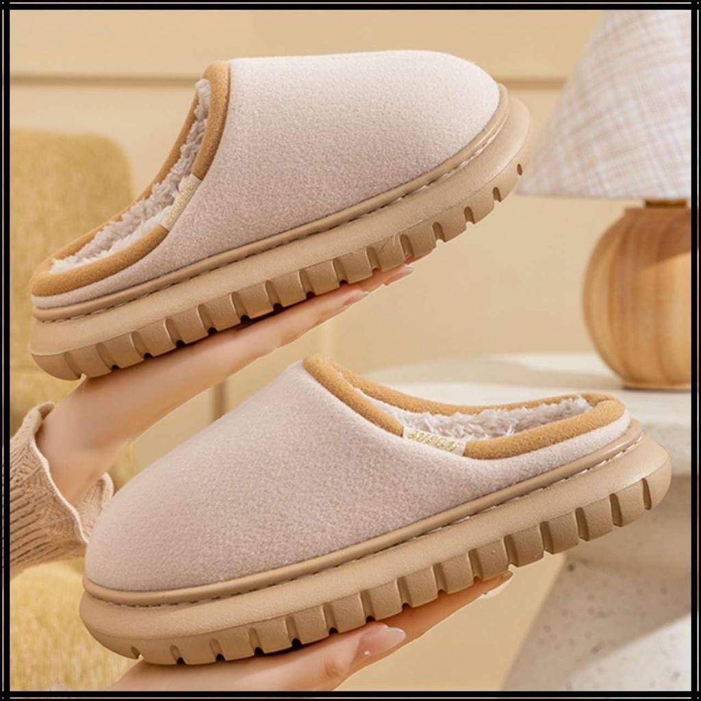 White Fang Warm Cotton Indoor Simple for Men and RS019 Non-Slip One-Size-Fits Slippers, Design, Women, (Pink)