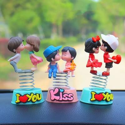 Cute Cartoon Couple Spring Shaking Head Car Dashboard Doll Ornament Decoration Auto Interior Car Accessories for Gift