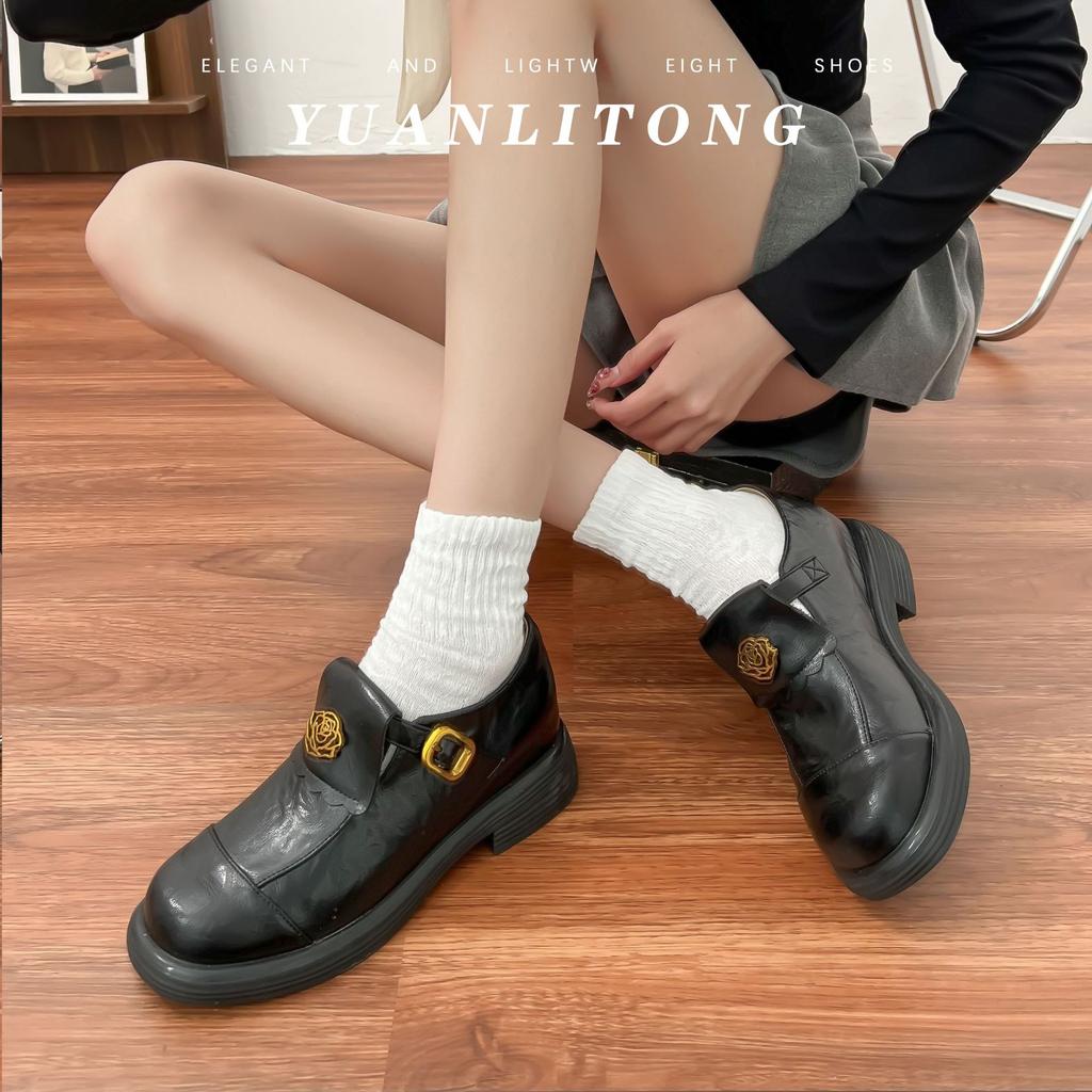French Retro Small Leather Shoes for Women 2025 Deep-mouth Loafers for Women, Comfortable Soft Soles, Not Tired Feet, Camellia Soft Leather Women's