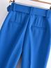 European Style Women's Slim-Fit High-Waisted Yellow Cropped Pants with Waist Belt - Model A8GS317