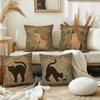 Retro Zodiac Cat Cute Cushion Cover Pillowcase DoubleSided Printing Sofa Cushion Bedroom Bedside PillowCover
