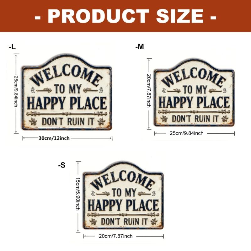 Welcome To Happy Place Sign Wall Decors Welcome Sign For Front Door Wooden Hanging Wall Decors Bedroom Home Decors