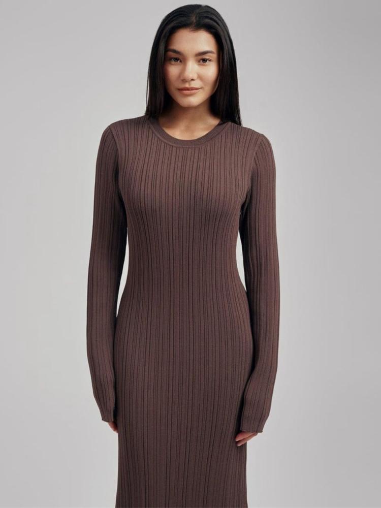 Pletené dámské šaty s kulatým výstřihem podzim zima slim fit s vysokým pasem obepínající boky dámské šaty elegantní s dlouhým rukávem slim dámské