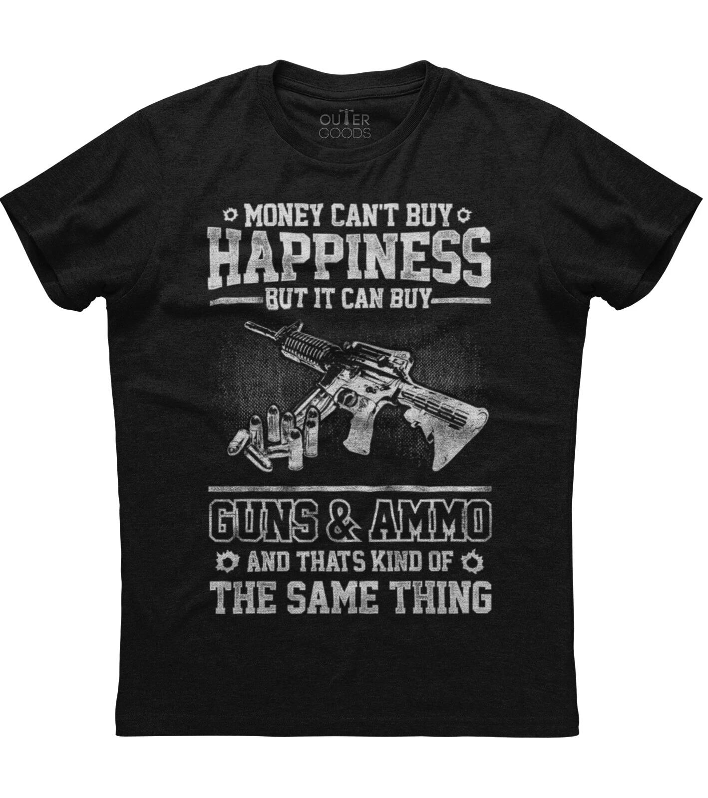 Money Can t Buy Happiness But It Can Buy Guns And Ammo New Mens Shirt Bullet Tee S