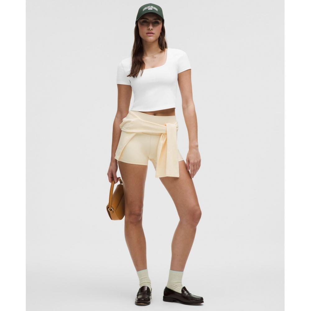 Lululemon WUnder Under SmooThcover Square Neck T shirT whiTe