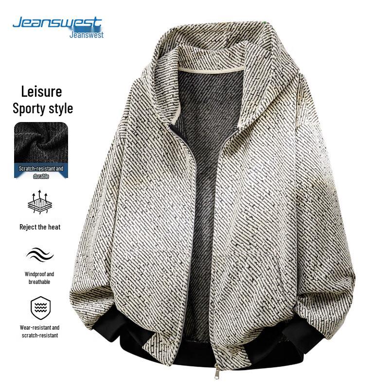 

Jeanswest Men s Casual Striped Hooded Jacket XL