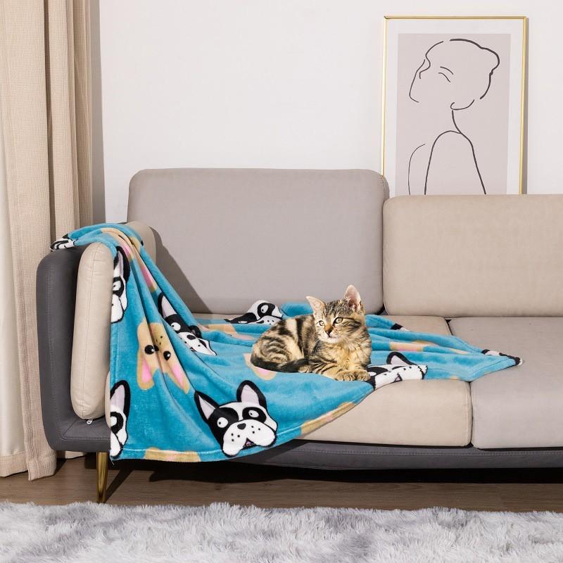 Soft Double-Sided Fleece Pet Blanket Dogs Cats Warm Bed Mat Cozy Throw Crate Kennel Sofa