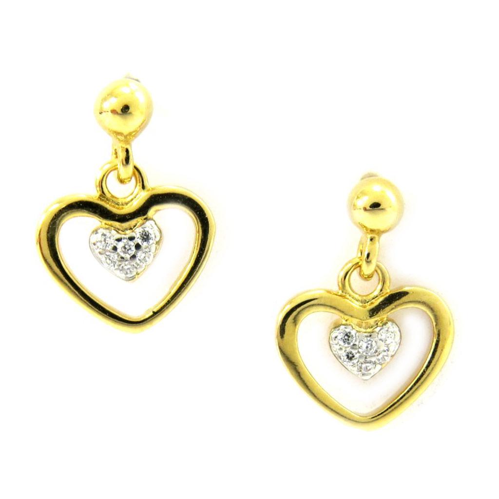 Les Trésors De Lily [G7835] - Ohrringe vergoldet 'Love' weißgold - 14x10 mm