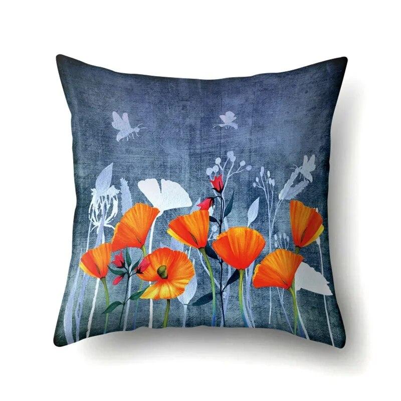 45x45cm Plant Flower and Leaf Printing Series Throw Pillow Cover Sofa Office Seat Car Cushion  Home Decoration