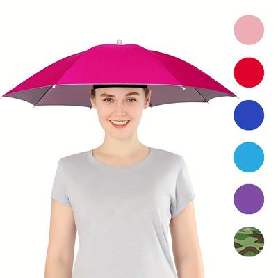 1pc 27 Inch Large Umbrella with a Hat and a Foldable Head for Fishing, Outdoor Sports, UV Protection, and Sunshade Umbrella